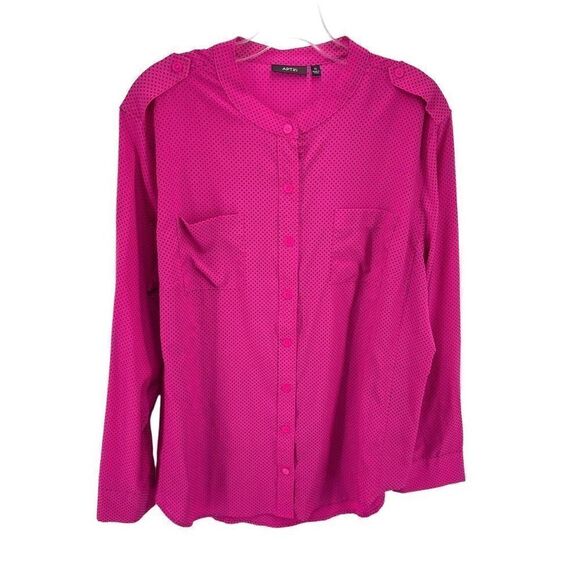 Apt 9 Womens Button Up Shirt Long Sleeve Geometric Pocket Pink Size XL - Picture 1 of 9